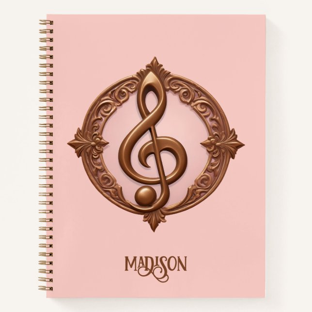 Custom Name Musical Clef Note Notebook (Front)