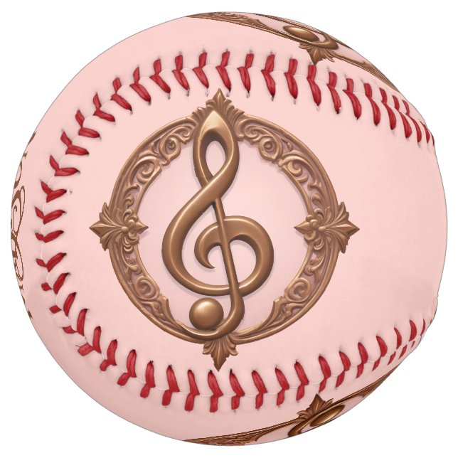 Custom Name Musical Clef Note Softball (Front Left)