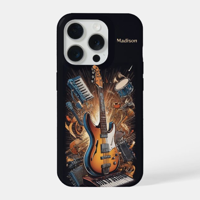 Custom Name Musical Instruments iPhone Case (Back)
