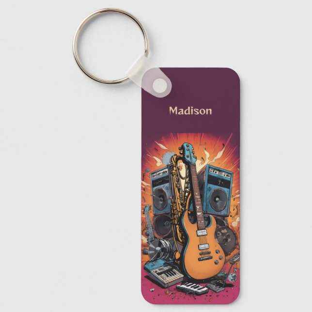 Custom Name Musical Instruments Key Ring (Front)