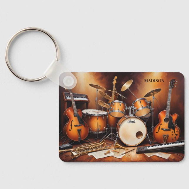 Custom Name Musical Instruments Key Ring (Back)