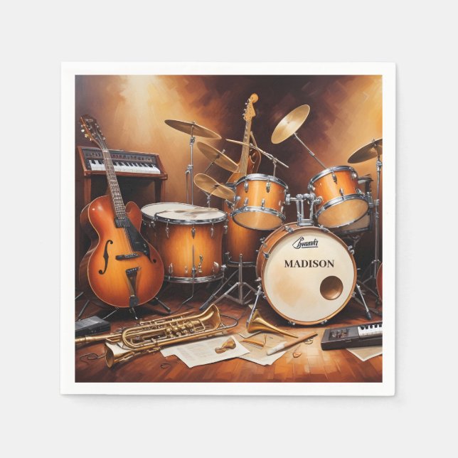 Custom Name Musical Instruments Napkin (Front)