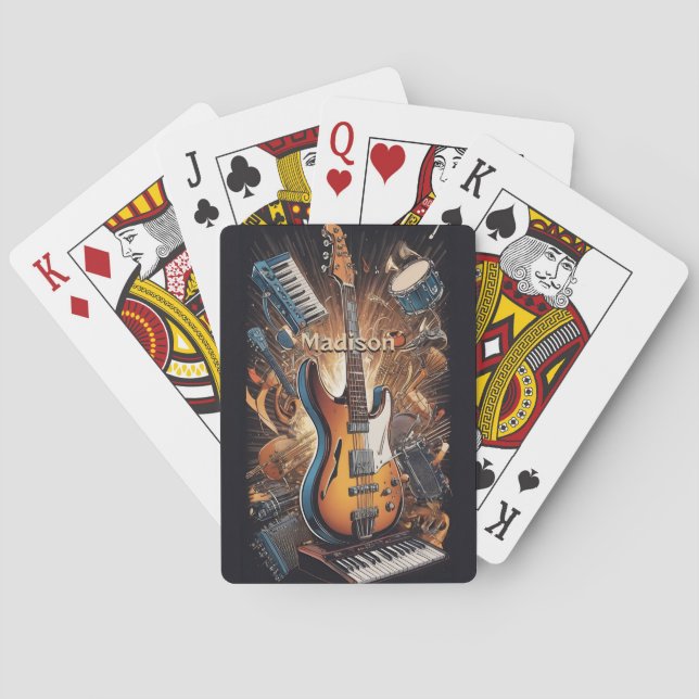 Custom Name Musical Instruments Playing Cards (Back)
