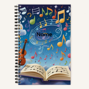 Custom Name Musical Notes Notebook
