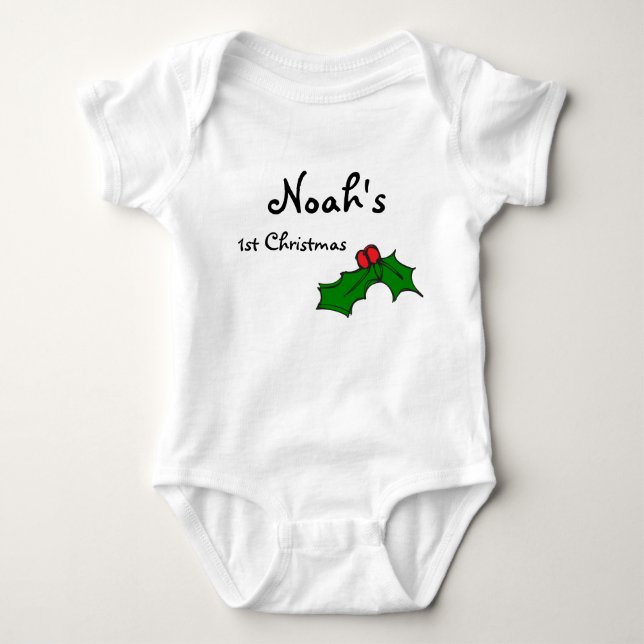 Custom name my first / 1st Christmas Baby Bodysuit (Front)