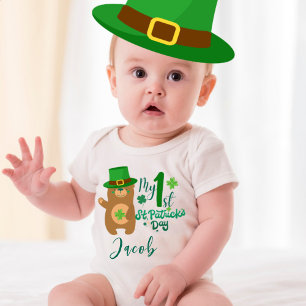 Custom Name My First St. Patrick's Day Shamrock  Baby Bodysuit