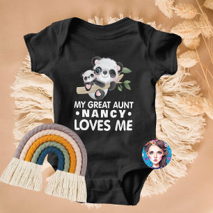Custom Name My Great Aunt Loves Me Cute Pandas Baby Bodysuit