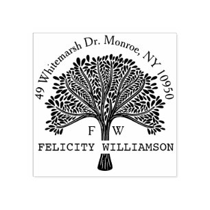 Custom Name Natural Family Tree Return Address Rubber Stamp