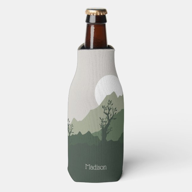 Custom Name Nature Illustration Bottle Cooler (Bottle Front)