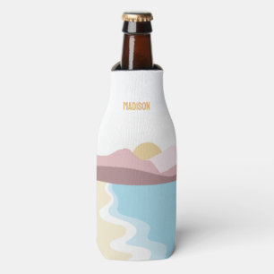 Custom Name Nature Illustration Bottle Cooler