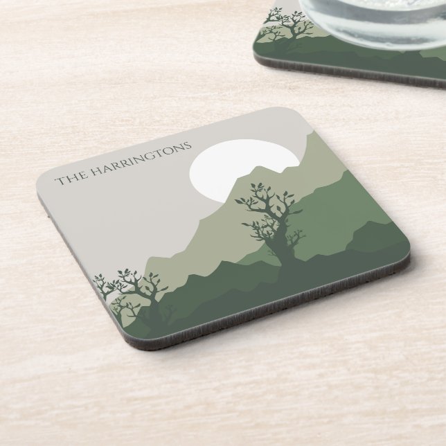 Custom Name Nature Illustration Coaster (Left Side)