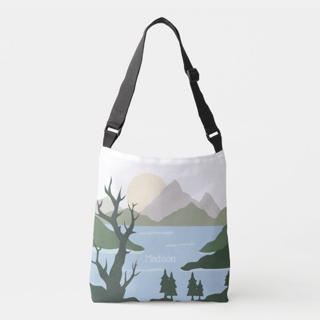 Custom Name Nature Illustration Crossbody Bag (Front)