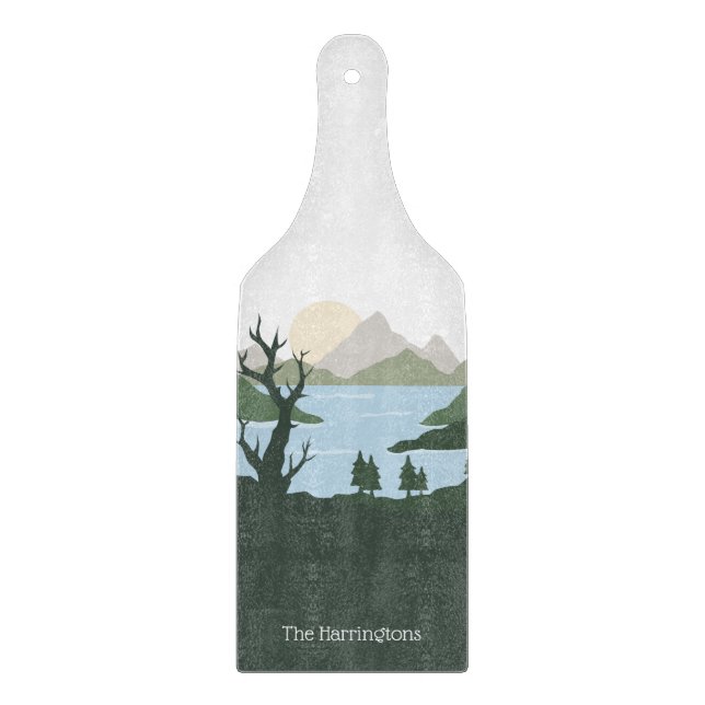 Custom Name Nature Illustration Cutting Board (Front)