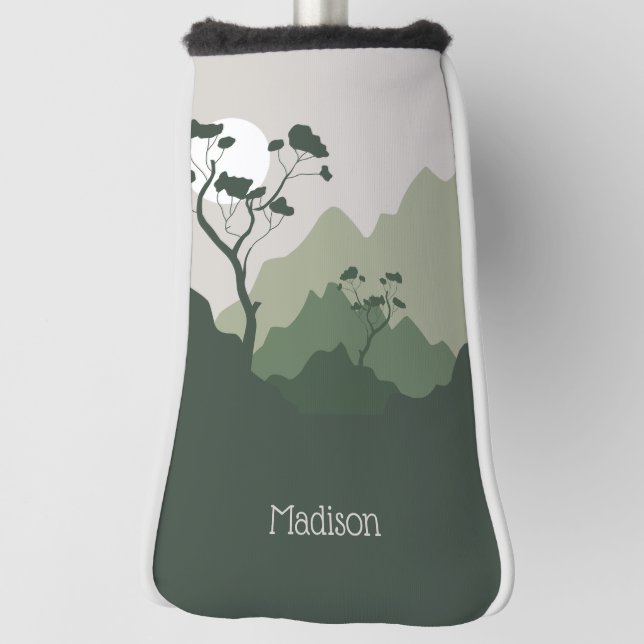 Custom Name Nature Illustration Golf Head Cover (Rotate 90)