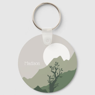 Custom Name Nature Illustration Key Ring