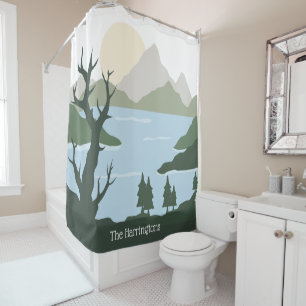 Custom Name Nature Illustration Shower Curtain
