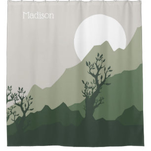 Custom Name Nature Illustration Shower Curtain