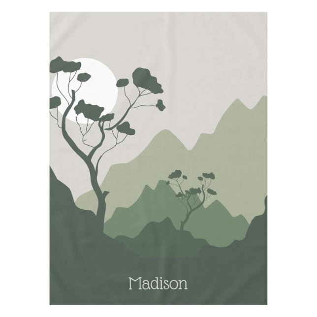 Custom Name Nature Illustration Tablecloth (Front)