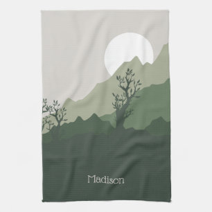 Custom Name Nature Illustration Tea Towel