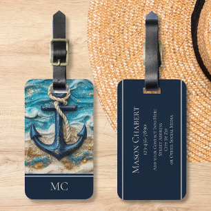 Custom Name Nautical Anchor Beach Luggage Tag