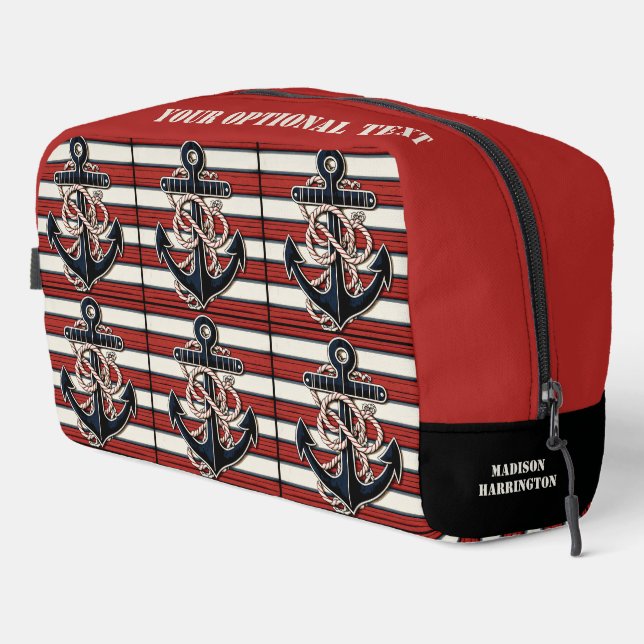 Custom Name Nautical Anchor Dopp Kit (Right Corner)