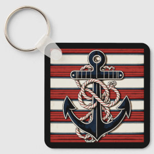 Custom Name Nautical Anchor Key Ring