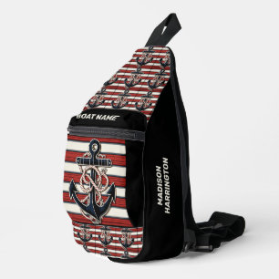 Custom Name Nautical Anchor Sling Bag