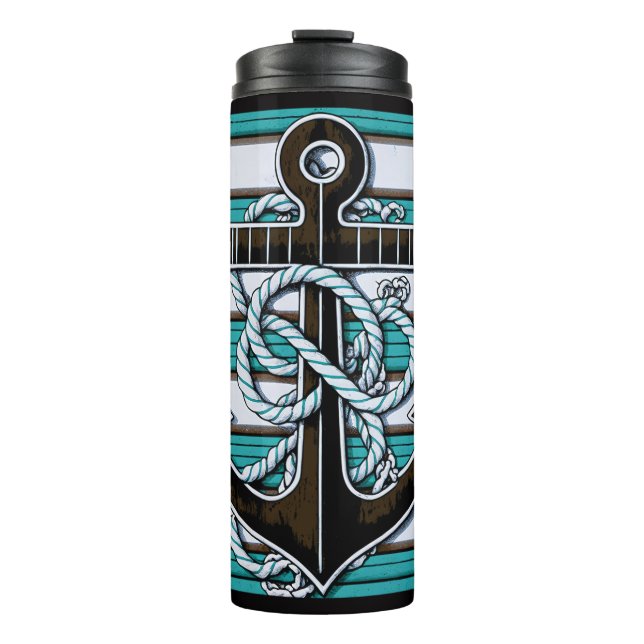 Custom Name Nautical Anchor Thermal Tumbler (Front)