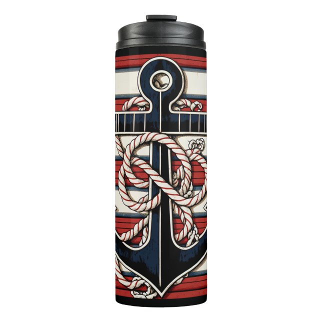 Custom Name Nautical Anchor Thermal Tumbler (Front)