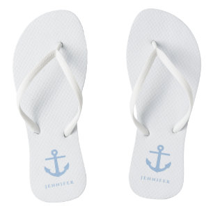 Custom Name Nautical Blue Anchor Jandals