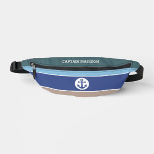 Custom Name Nautical Stripes Bum Bags