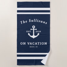 Custom Name Navy Anchor Family Vacation