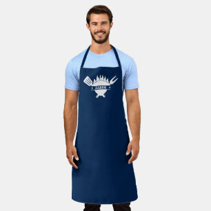 Custom Name Navy BBQ Grill Apron