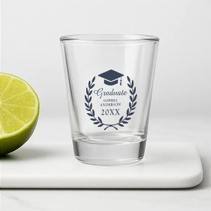 Custom Name Navy Blue Grad Party Premium Souvenir Shot Glass