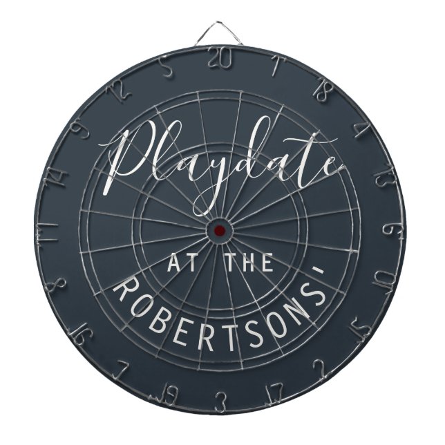 Custom Name Navy Blue White Playdate Minimalist  Dartboard (Front)