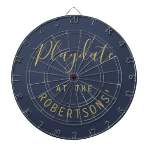 Custom Name Navy Gold Playdate Script Minimalist Dartboard