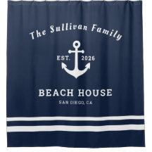Custom Name Navy Nautical Anchor Beach House