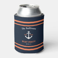 Custom Name Navy Orange Anchor Boat Party Reunion