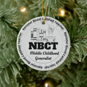 Custom Name NBCT Middle Childhood Teacher Gift Ceramic Tree Decoration
