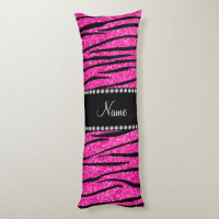 Custom name neon hot pink glitter zebra stripes