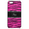 Custom name neon hot pink glitter zebra stripes