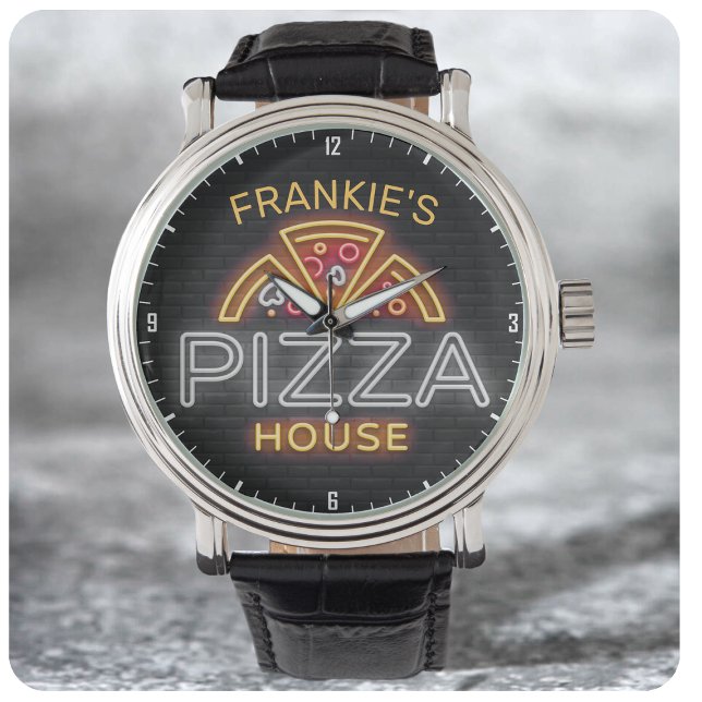 Custom NAME Neon Italian Pizzeria Pizza House Watch (Creator Uploaded)