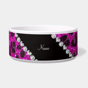 Custom name neon pink glitter leopard print