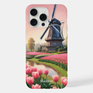 Custom Name Netherlands Windmills iPhone 15 Pro Max Case
