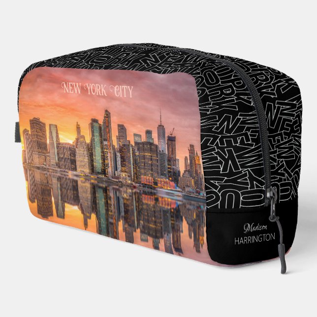Custom Name New York City Skyline Dopp Kit (Right Corner)
