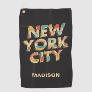 Custom name New York City Typography golf towel