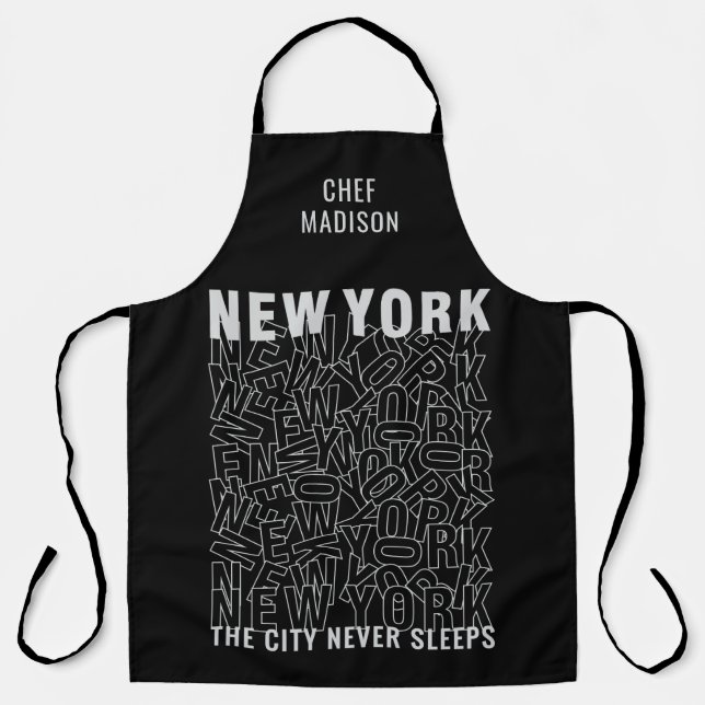 Custom Name New York Typography Apron (Front)