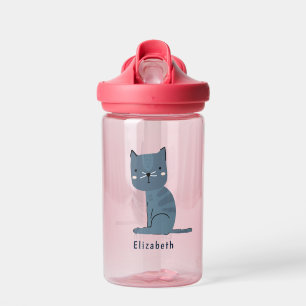 Custom Name Nordic Cute Cat Water Bottle