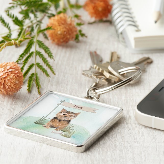 Custom Name Norfolk Terrier Pet Dog Key Ring (Side)
