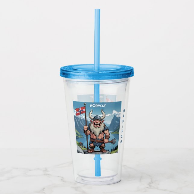 Custom Name Norwegian Troll Acrylic Tumbler (Front)